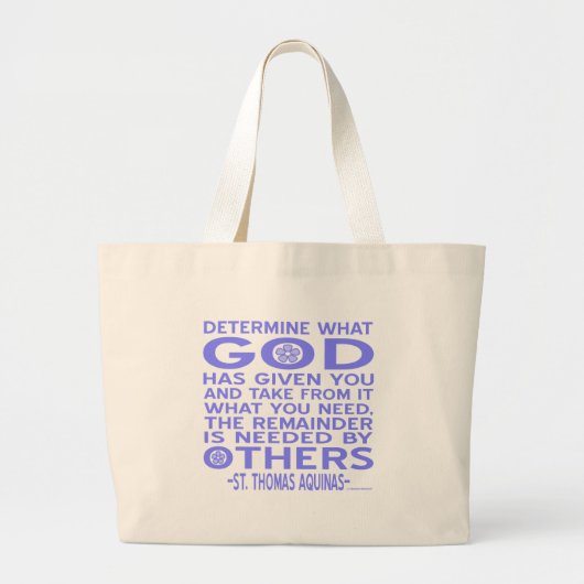 Thomas Aquinas God heeft Light Blue gegeven Grote Tote Bag (Voorkant)
