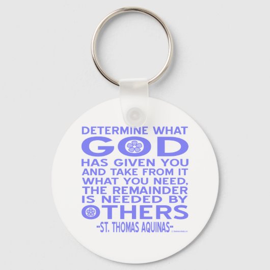 Thomas Aquinas God heeft Light Blue gegeven Sleutelhanger (Voorkant)