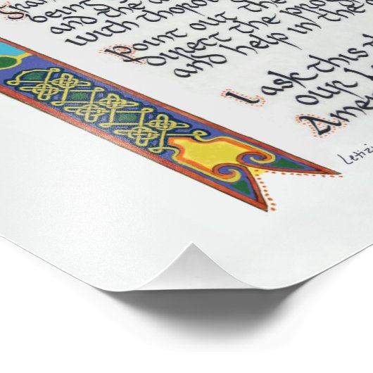 Thomas Aquinas Student's Prayer Calligrafie Foto Afdruk (Hoek)