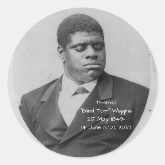 Thomas "Blind Tom" Wiggins 1880 Ronde Sticker (Voorkant)