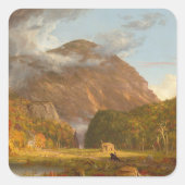 Thomas Cole A Uitzicht van de bergpas Vierkante Sticker (Voorkant)