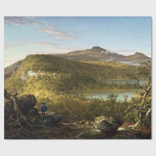 Thomas Cole A Uitzicht van de twee meren en bergen Cadeaupapier (Vlak)