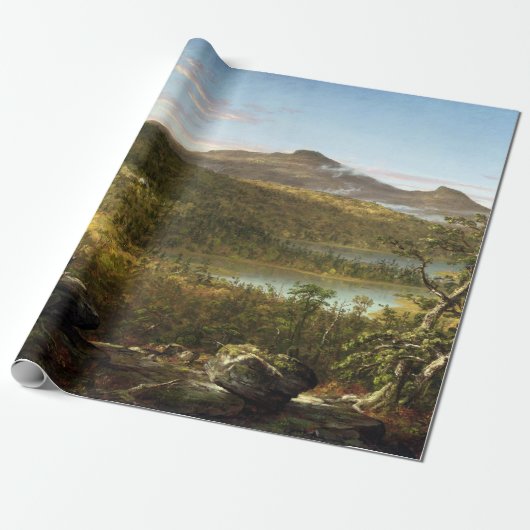 Thomas Cole A Uitzicht van de twee meren en bergen Cadeaupapier (Uitgerold)