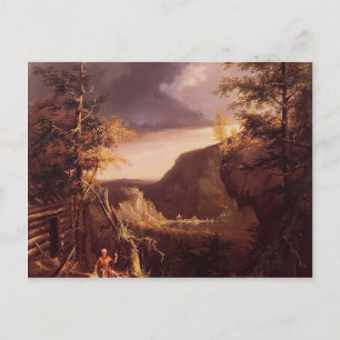 Thomas Cole-Daniel Boone zit aan de deur Briefkaart