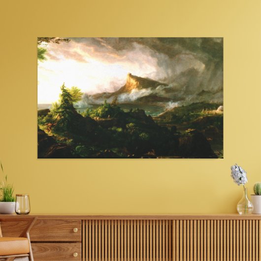 Thomas Cole De koers van het rijk - Savage State Canvas Afdruk (Insitu (Woonkamer))
