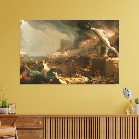 Thomas Cole: De koers van het rijk - Vernietiging Canvas Afdruk (Insitu (Woonkamer))