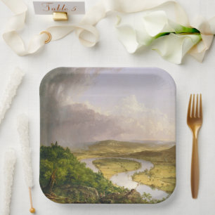 Thomas Cole de Oxbow de Connecticut rivier Papieren Bordje