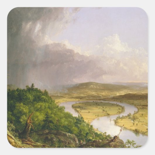 Thomas Cole de Oxbow de Connecticut rivier Vierkante Sticker (Voorkant)