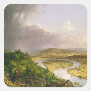 Thomas Cole de Oxbow de Connecticut rivier Vierkante Sticker