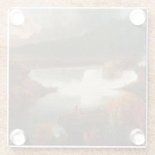  Thomas Cole Distant Uitzicht van Niagara-Herfsten Glazen Onderzetter (Achterkant)