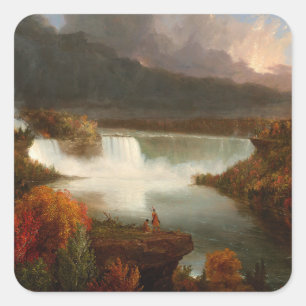  Thomas Cole Distant Uitzicht van Niagara-Herfsten Vierkante Sticker