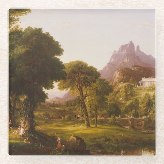 Thomas Cole Dream van Arcadia Glazen Onderzetter (Voorkant)