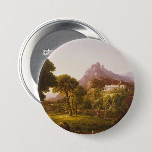 Thomas Cole  Droom van Arcadië Ronde Button 7,6 Cm (Voorkant /achterkant)