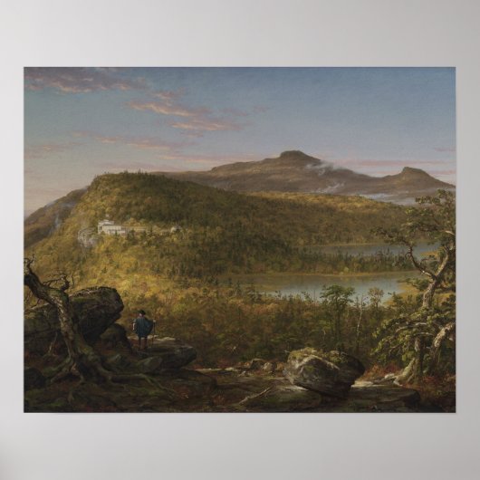 Thomas Cole - Een Uitzicht van de twee meren en be Poster (Voorkant)