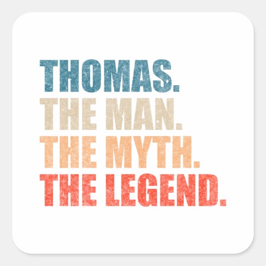 Thomas De Man De Mythe De Legende Vierkante Sticker (Voorkant)