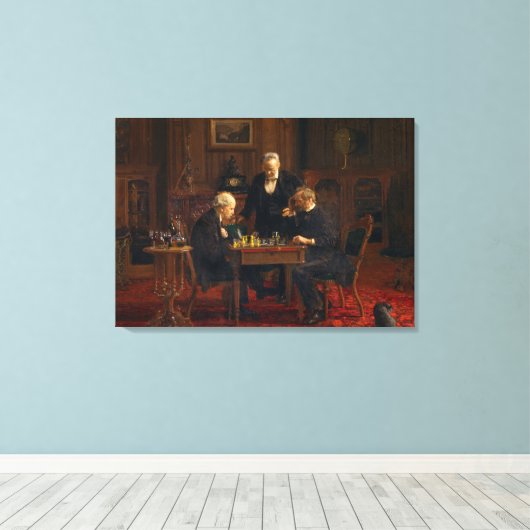 Thomas Eakins the Chess Spelers Canvas Afdruk (Insitu (Houten vloer))