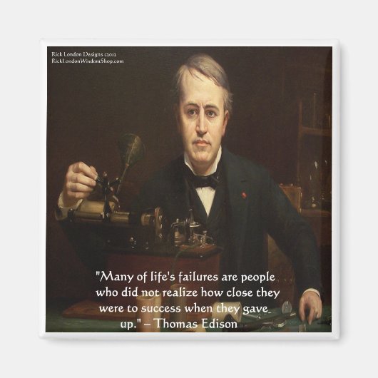 Thomas Edison "B4 Success" Wisdom Quote Gifts Magneet (Voorkant)