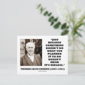 Thomas Edison bedoelt niet zijn nutteloze citaat Briefkaart (Staand voorkant)