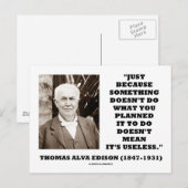 Thomas Edison bedoelt niet zijn nutteloze citaat Briefkaart (Voorkant / Achterkant)