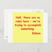 Thomas Edison citaat Briefkaart (Voorkant / Achterkant)