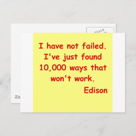 Thomas Edison citaat Briefkaart (Voorkant / Achterkant)