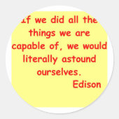 Thomas Edison citeert Ronde Sticker (Voorkant)