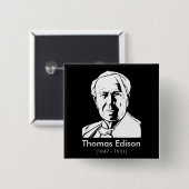Thomas Edison - echt genie Vierkante Button 5,1 Cm (Voorkant /achterkant)