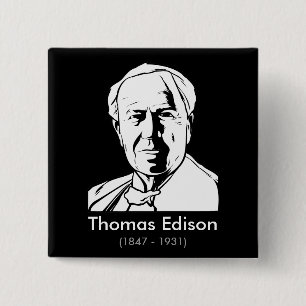 Thomas Edison - echt genie Vierkante Button 5,1 Cm