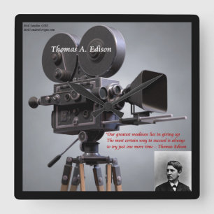 Thomas Edison "Een keer meer tijd" citeert de muur Vierkante Klok