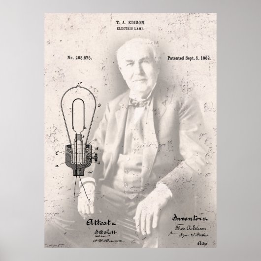 THOMAS EDISON en zijn FAMOUS LAMP PATENT Poster (Voorkant)