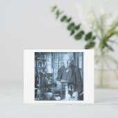 Thomas Edison in Zijn Lab Stereoview Cyan Toned Briefkaart (Staand voorkant)