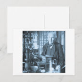 Thomas Edison in Zijn Lab Stereoview Cyan Toned Briefkaart (Voorkant / Achterkant)