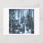 Thomas Edison in Zijn Lab Stereoview Cyan Toned Briefkaart (Voorkant)