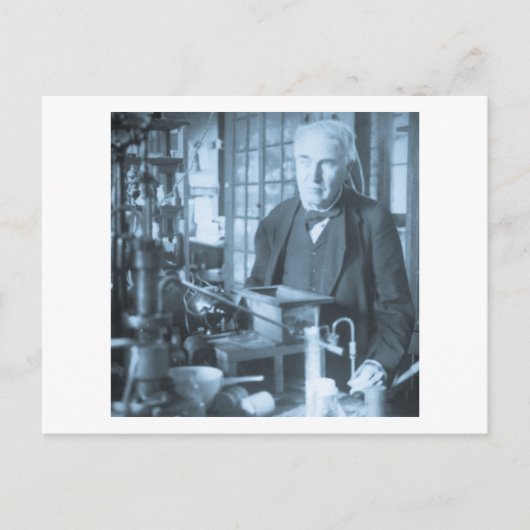 Thomas Edison in Zijn Lab Stereoview Cyan Toned Briefkaart (Voorkant)