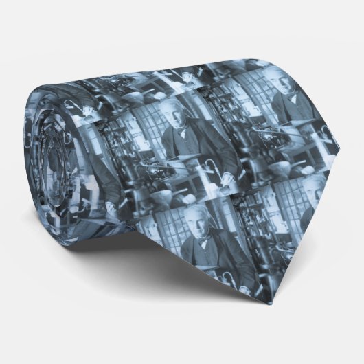 Thomas Edison in Zijn Lab Stereoview Cyan Toned Stropdas (Opgerold)