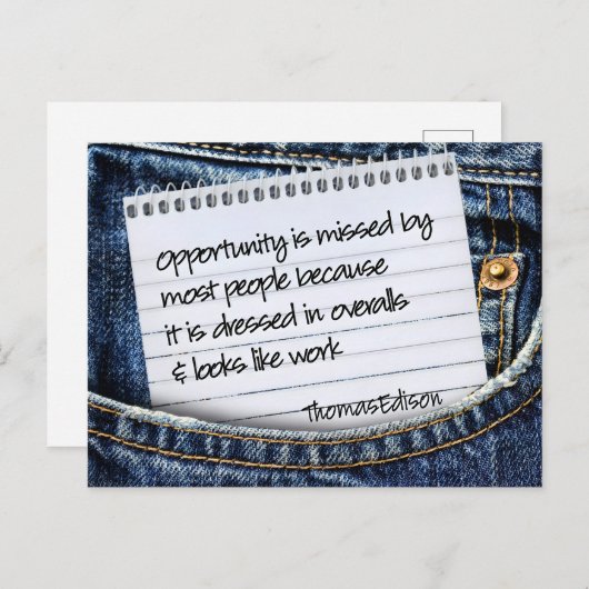 Thomas Edison Inspirerend citaat "Opportunity" Briefkaart (Voorkant / Achterkant)