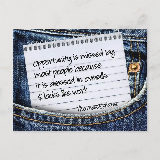 Thomas Edison Inspirerend citaat "Opportunity" Briefkaart (Voorkant)
