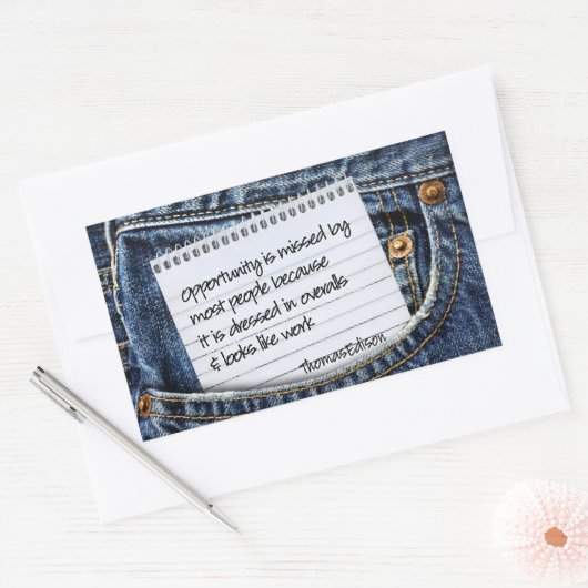 Thomas Edison Inspirerend citaat "Opportunity" Rechthoekige Sticker (Envelop)