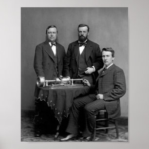 Thomas Edison met zijn fonografie Poster