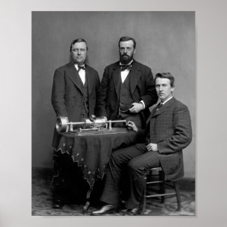 Thomas Edison met zijn fonografie Poster