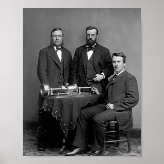 Thomas Edison met zijn fonografie Poster (Voorkant)