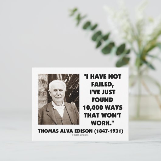 Thomas Edison niet geslaagd 10.000 manieren werken Briefkaart (Staand voorkant)