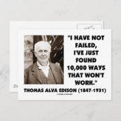 Thomas Edison niet geslaagd 10.000 manieren werken Briefkaart (Voorkant / Achterkant)