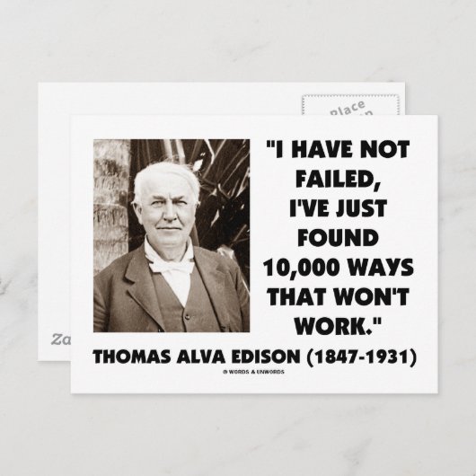 Thomas Edison niet geslaagd 10.000 manieren werken Briefkaart (Voorkant / Achterkant)