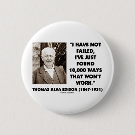 Thomas Edison niet geslaagd 10.000 manieren werken Ronde Button 5,7 Cm