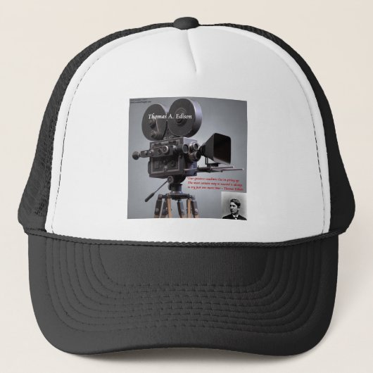 Thomas Edison "Nog één keer" citaat Trucker Pet (Voorkant)