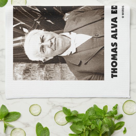 Thomas Edison om een hoop puinhoop te doen ontstaa Theedoek (Gevouwen)