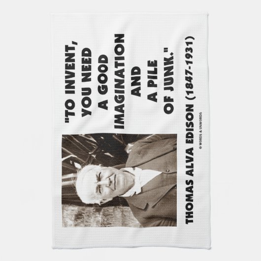 Thomas Edison om een hoop puinhoop te doen ontstaa Theedoek (Verticaal)