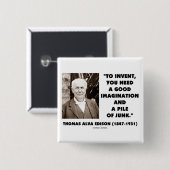 Thomas Edison om een hoop puinhoop te doen ontstaa Vierkante Button 5,1 Cm (Voorkant /achterkant)