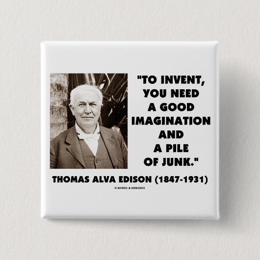 Thomas Edison om een hoop puinhoop te doen ontstaa Vierkante Button 5,1 Cm (Voorkant)